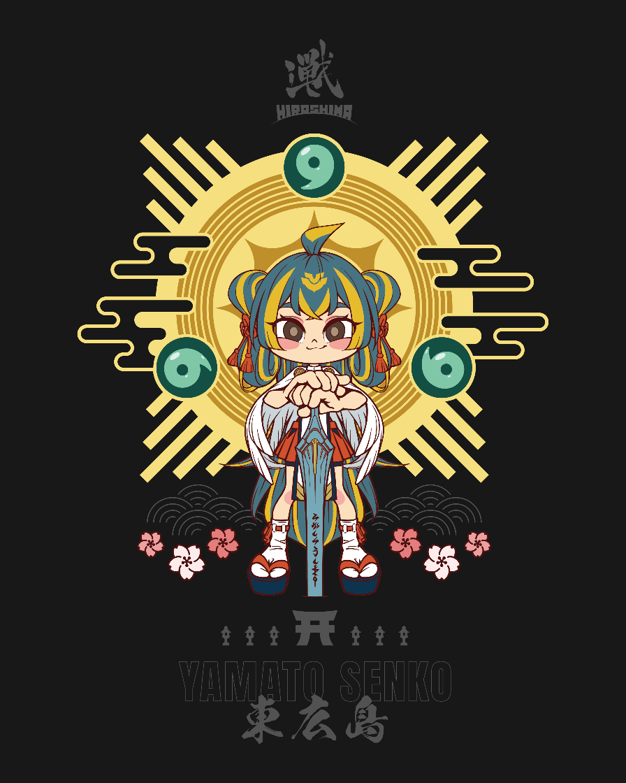 広島TEAM iXAマスコットキャラクター戦子(センコ)の東広島市ふるさと納税返礼品Tシャツ