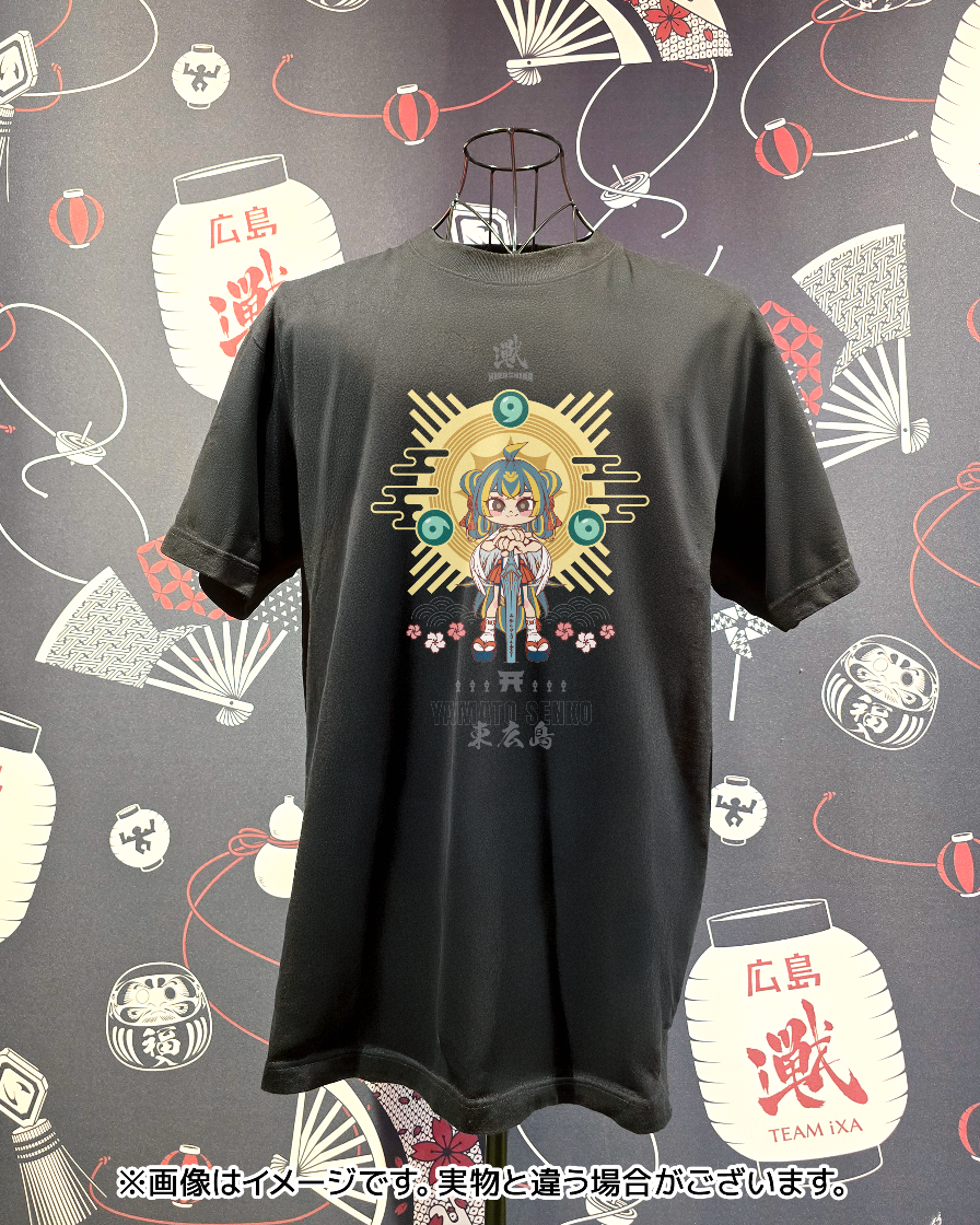 広島TEAM iXAマスコットキャラクター戦子(センコ)の東広島市ふるさと納税返礼品Tシャツ